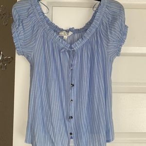 Light blue off the shoulder top